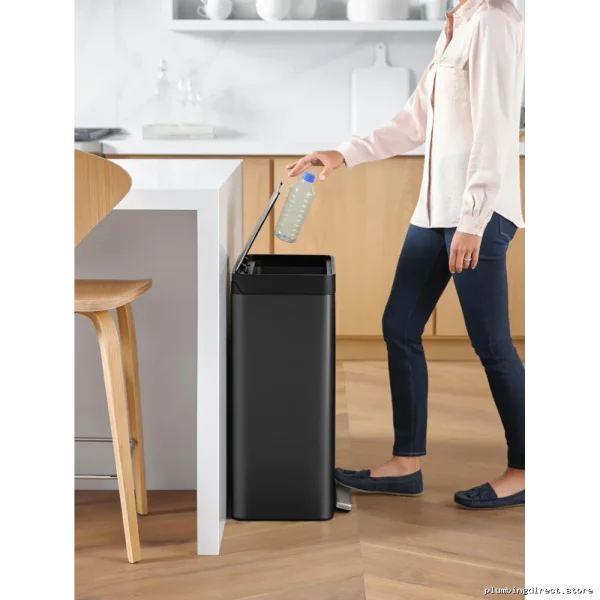 Kohler Dual Bin Step Operated Trash Can with Black Stainless Steel Finish