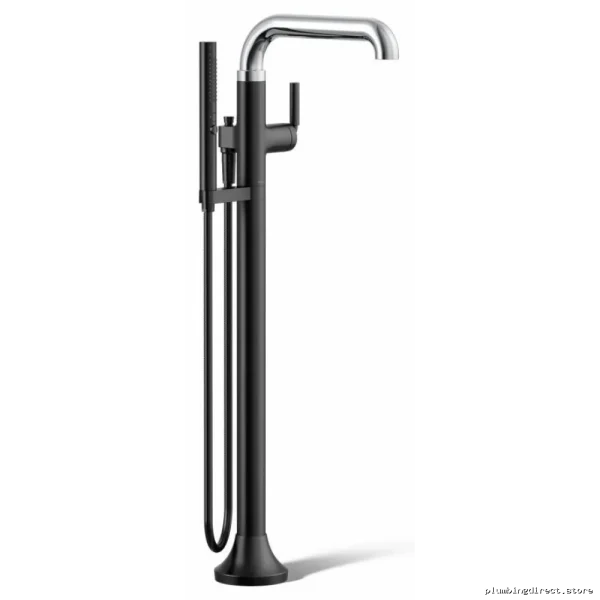 Kohler T27424-4-CBL Dual Finish Floor Mount Tub Filler – Polished Chrome & Matte Black - Image 2