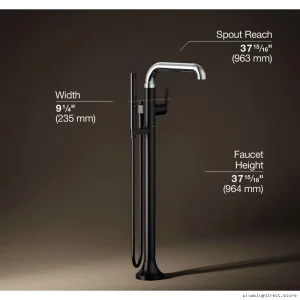 Kohler T27424-4-CBL Dual Finish Floor Mount Tub Filler – Polished Chrome & Matte Black