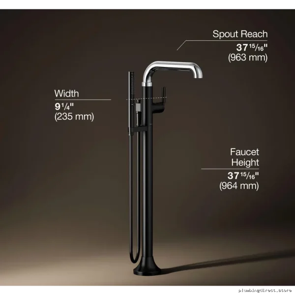 Kohler T27424-4-CBL Dual Finish Floor Mount Tub Filler – Polished Chrome & Matte Black