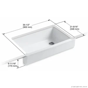 Kohler Dune Farmhouse Undermount Kitchen Sink - 35-1/2" Single Bowl Whitehaven
