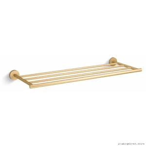 Kohler 27294-2MB Modern Brushed Brass Towel Bar Shelf - Elate Hotelier Bathroom Organizer