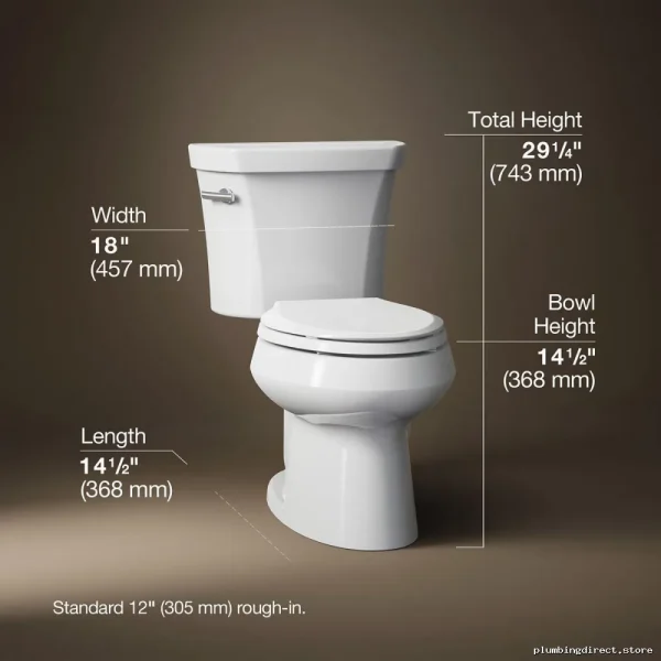 Kohler 3998-0 White Elongated 1.28 GPF Two-Piece Toilet - No Seat Included - Image 2