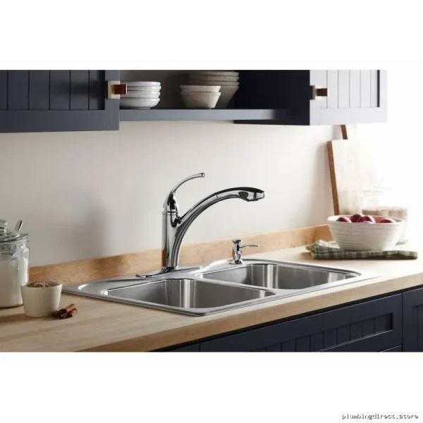 KohlersFortePullOutSprayKitchenFaucetVibrantStainlessSteelModelVS