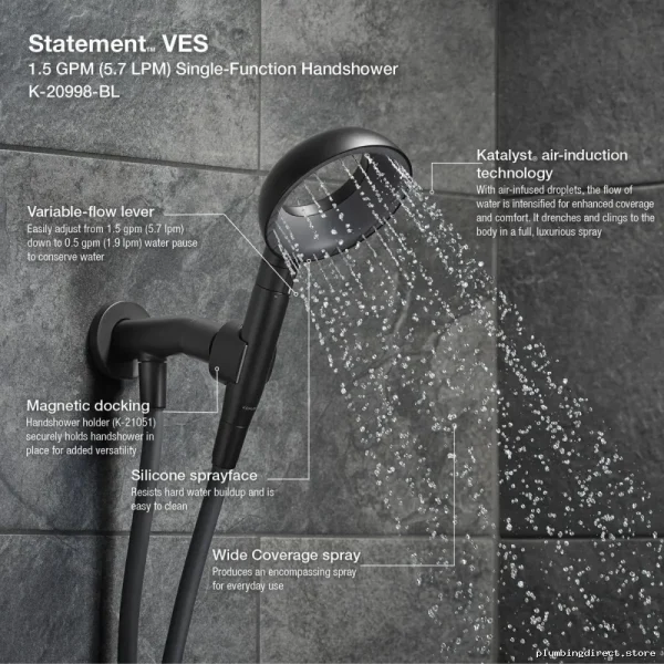Kohler 21048-CP Hand Shower Kit - 1-Function Polished Chrome Modern Design - Image 3