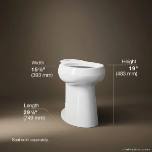 Kohler Highline White Tall Elongated Toilet Bowl - Model 22661-0