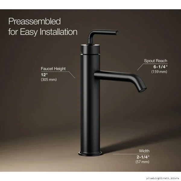 Kohler 14404-4A-BL Modern Tall Single-Hole Bathroom Sink Faucet in Matte Black - Image 4