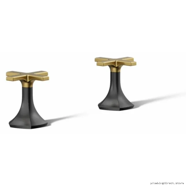 Matte Black & Brushed Brass Kohler Bath Faucet Handles 27010-3-BMB - Image 3