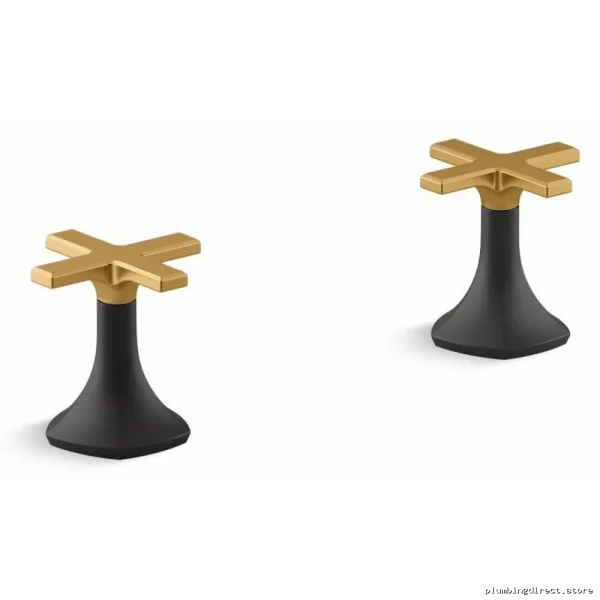 Matte Black & Brushed Brass Kohler Bath Faucet Handles 27010-3-BMB - Image 4