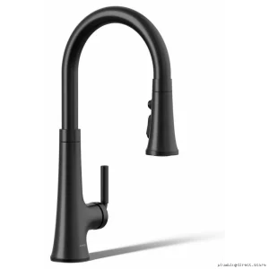 Kohler Matte Black Kitchen Faucet with Easy-Pull Spray Head 23764-BL