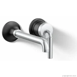 Kohler Polished Chrome Matte Black Wall Mount Bathroom Faucet 26438-4-CBL