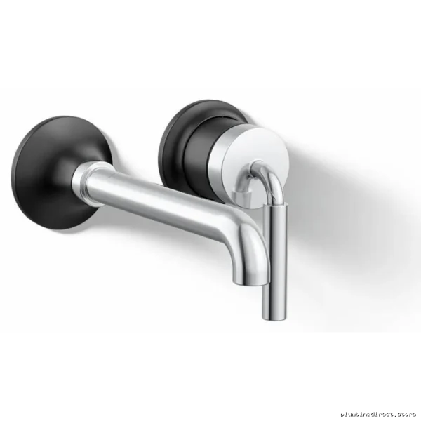 Kohler Polished Chrome Matte Black Wall Mount Bathroom Faucet 26438-4-CBL