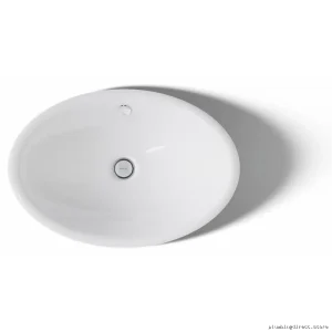 Kohler Iron Plains Modern Oval Vessel Sink with Black-Iron Base - White 5403-P5-0