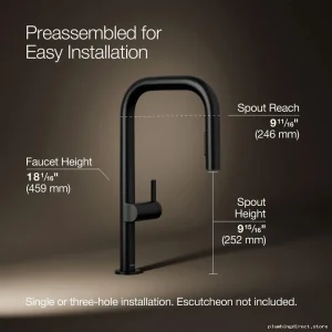 Kohler Modern Pull-Down Kitchen Faucet in Matte Black – Durable Sprayer Head Design