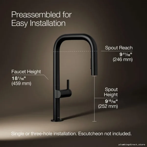 Kohler Modern Pull-Down Kitchen Faucet in Matte Black – Durable Sprayer Head Design