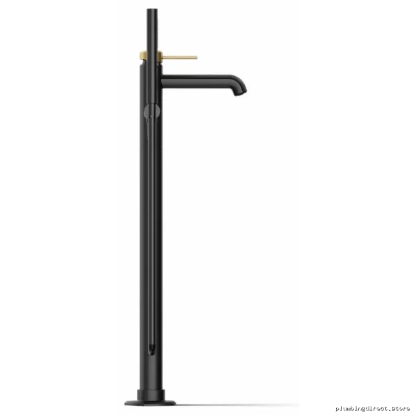 Modern Floor-Mount Tub Spout w/ Handheld Shower - Matte Black & Brushed Moderne Brass T27025-4-BMB Kohler - Image 3
