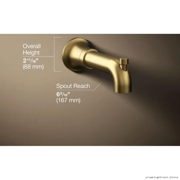 Kohler Modern Wall-Mount Tub Spout & Diverter in Brushed Brass - Image 5