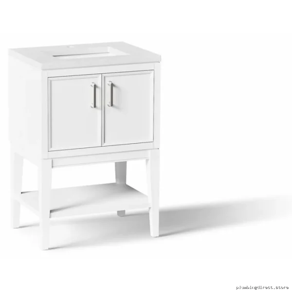 Kohler Modern White Quartz Bathroom Vanity Set with Sink - Compact Storage - Image 2