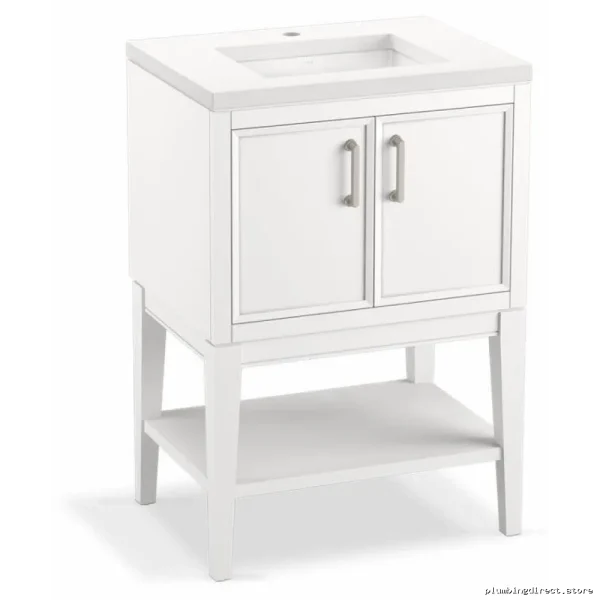 Kohler Modern White Quartz Bathroom Vanity Set with Sink - Compact Storage - Image 3
