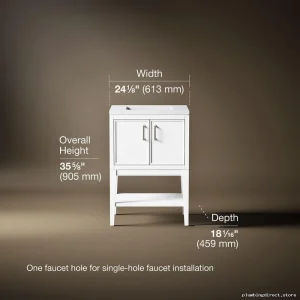 Kohler Modern White Quartz Bathroom Vanity Set with Sink - Compact Storage