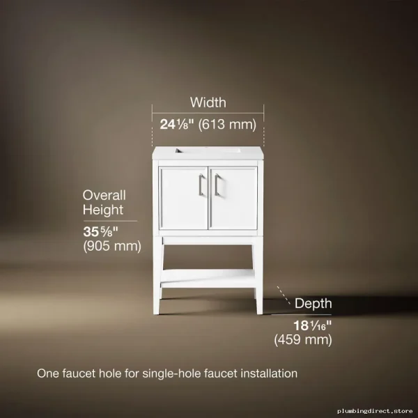 Kohler Modern White Quartz Bathroom Vanity Set with Sink - Compact Storage