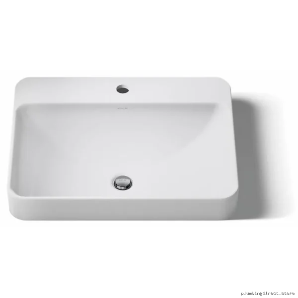 Kohler Modern White Rectangular Vessel Sink with Single-Hole Faucet - Image 2