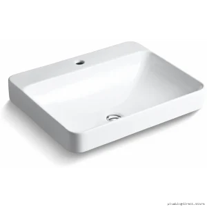 Kohler Modern White Rectangular Vessel Sink with Single-Hole Faucet