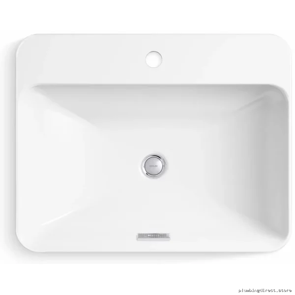 Kohler Modern White Rectangular Vessel Sink with Single-Hole Faucet - Image 5