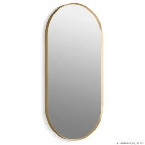 Capsule-Shaped Brushed Gold Decorative Mirror 20x40 Inches - Kohler Moderne 26051-BGL