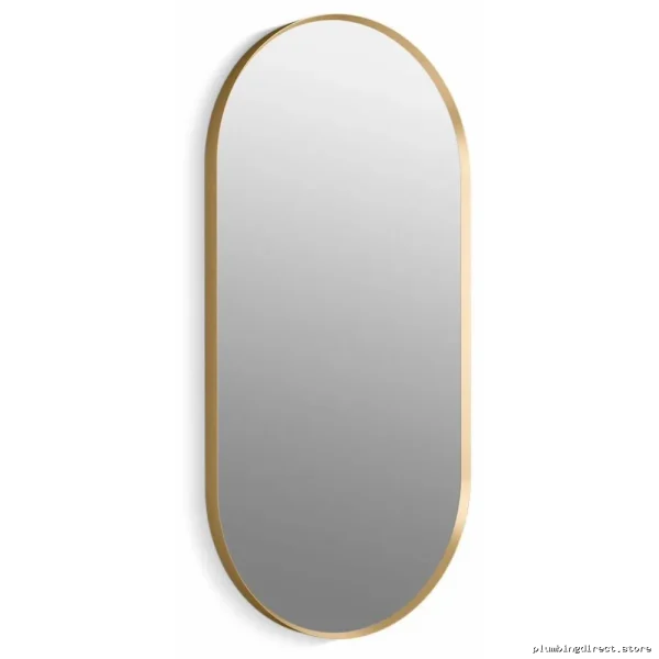 Capsule-Shaped Brushed Gold Decorative Mirror 20x40 Inches - Kohler Moderne 26051-BGL