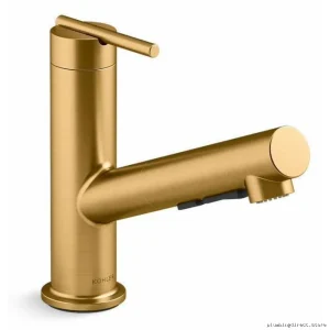 Kohler Moderne Brass Pullout Kitchen Faucet with Spray Brushed Finish