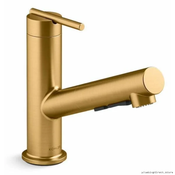 Kohler Moderne Brass Pullout Kitchen Faucet with Spray Brushed Finish