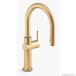 Kohler Moderne Brass Pull-Down Spray Kitchen Faucet Brushed Finish
