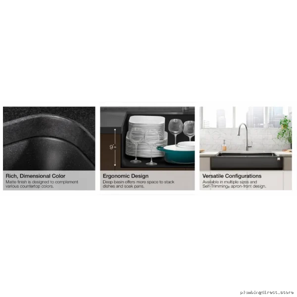 Matte Black 15.5" Single-Bowl Undermount Bar Sink - Kohler Neoroc