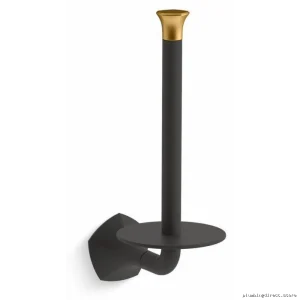 Kohler Occasion Vertical Toilet Paper Holder - Dual-Tone Matte Black & Brushed Brass Modern Style