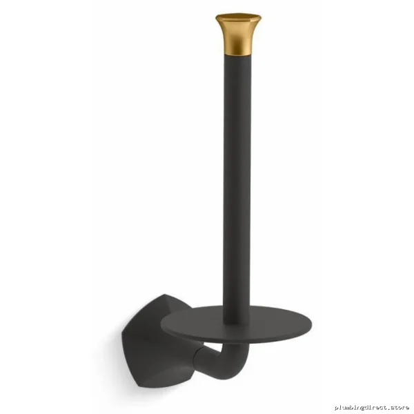 Kohler Occasion Vertical Toilet Paper Holder - Dual-Tone Matte Black & Brushed Brass Modern Style