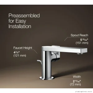 Kohler Polished Chrome Single Hole Bathroom Faucet with Lever Handle
