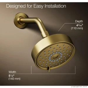 Kohler Purist Multi-Function Shower Head 2.5 GPM Modern Design Brushed Brass Finish 22170-2MB