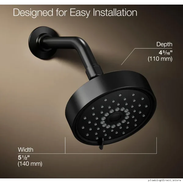 Kohler Purist Three Function High Flow Showerhead – Matte Black Finish Model #22170-G-BL - Image 2