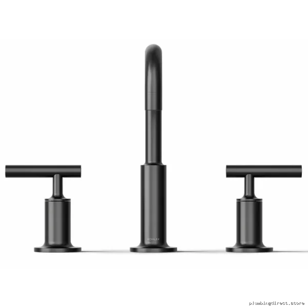 Kohler Purist Matte Black Widespread Bath Faucet - Low Profile Levers & Space-Saving Gooseneck Design Model #123 - Image 4