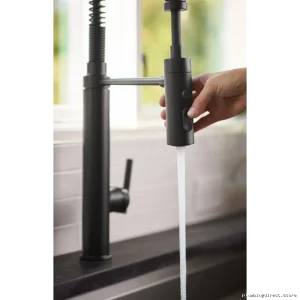 Semi-Professional Kitchen Faucet with Spring Pulldown Spray - Kohler Purist Vibrant Stainless 24982-VS