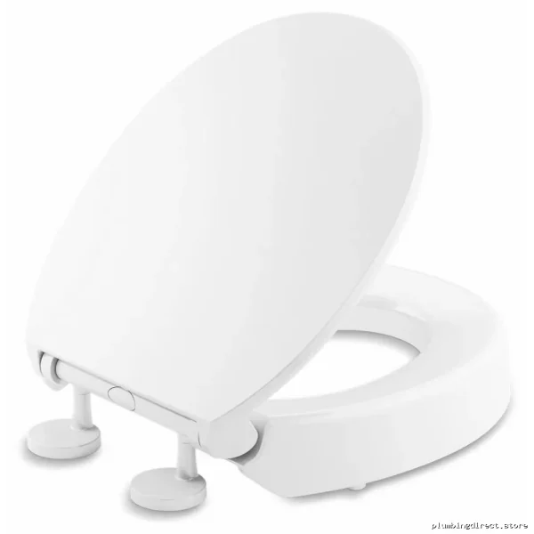 Kohler Quiet-Close Elevated Round Front Toilet Seat - White 25876-0 - Image 2