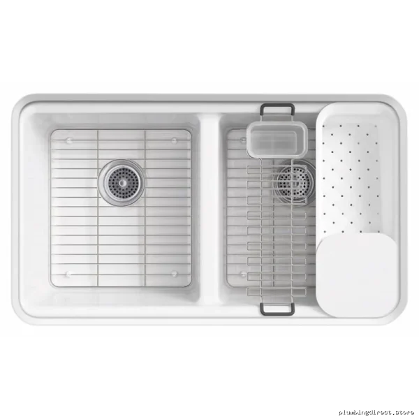 Kohler Riverby 33" 2-Bowl Undermount Kitchen Sink Workstation Set - Sea Salt Finish - Image 3