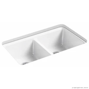 Kohler Riverby 33" 2-Bowl Undermount Kitchen Sink Workstation Set - Sea Salt Finish