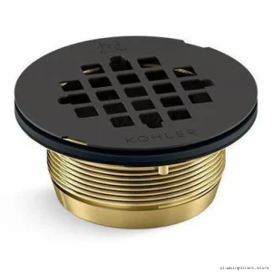 Kohler Round Brass Matte Black Shower Drain - 22675-BL for Shower Base