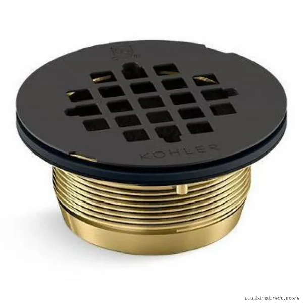 Kohler Round Brass Matte Black Shower Drain - 22675-BL for Shower Base