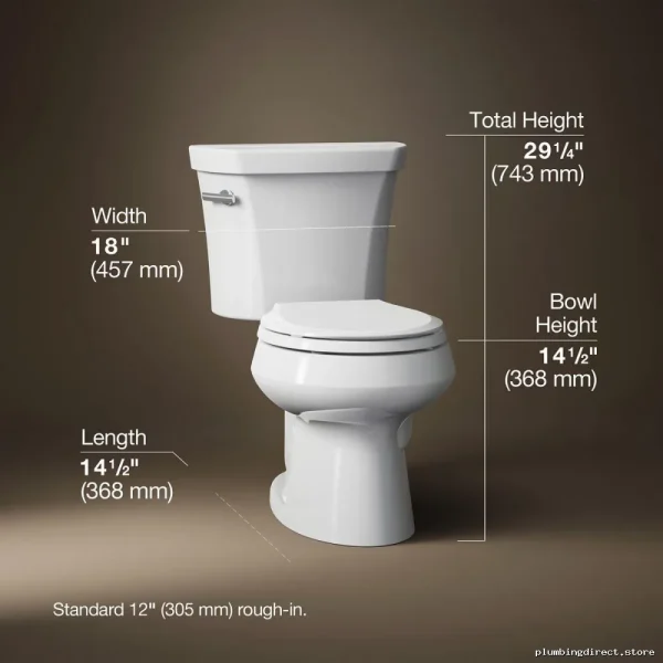 Kohler Round Front Toilet - White Two-Piece | Low Flow 1.28GPF No Seat - Image 3