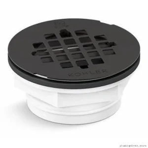 Kohler Round PVC Shower Base Drain - Matte Black 22676-BL