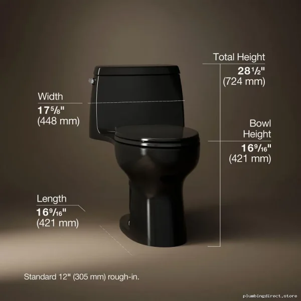 Kohler Santa Rosa Tall Elongated Toilet - Compact Design & Low-Flow Black