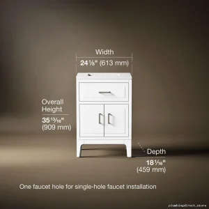 Seer 24 Bathroom Vanity with 1-Hole Quartz Sink Top - White Kohler